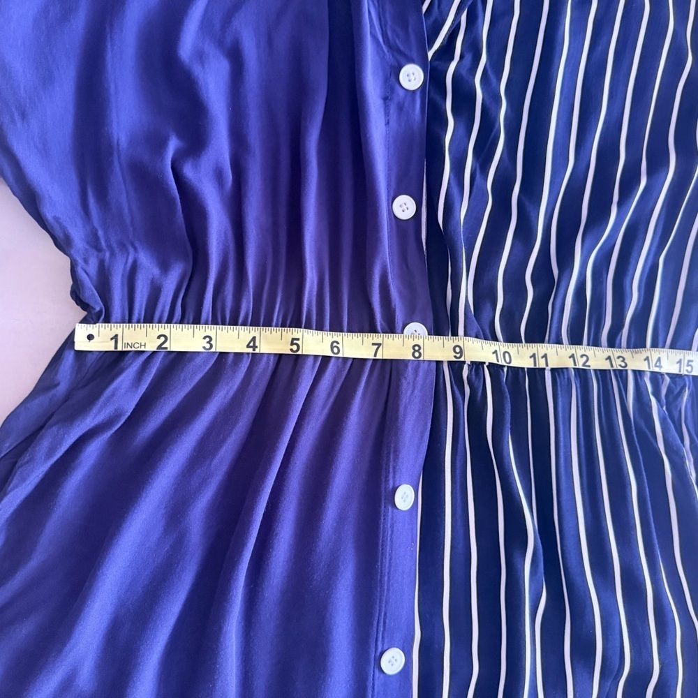 BloomChic Navy and White Striped Maxi Shirt Dress - Picture 6 of 11
